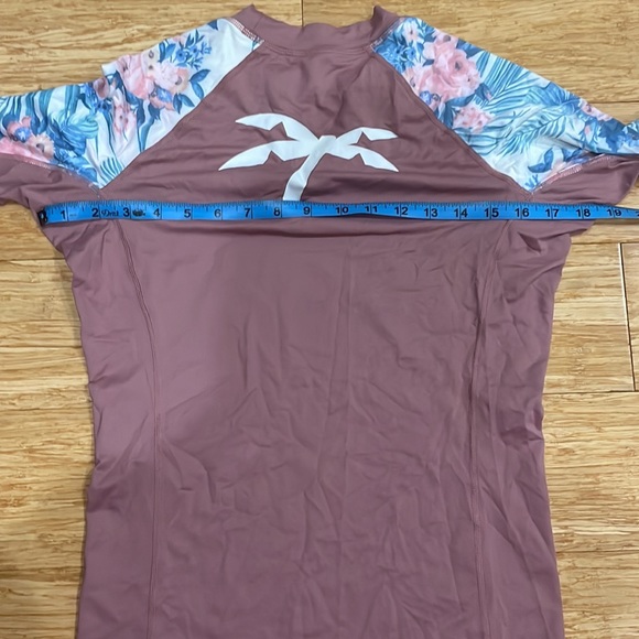 TRAPICAL ROSE Flower Rash guard Swim Top Wetsuit - Picture 7 of 8